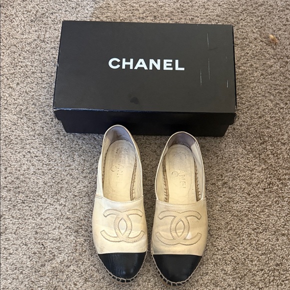 CHANEL Shoes - CHANEL Women's Beige and Black Espadrilles